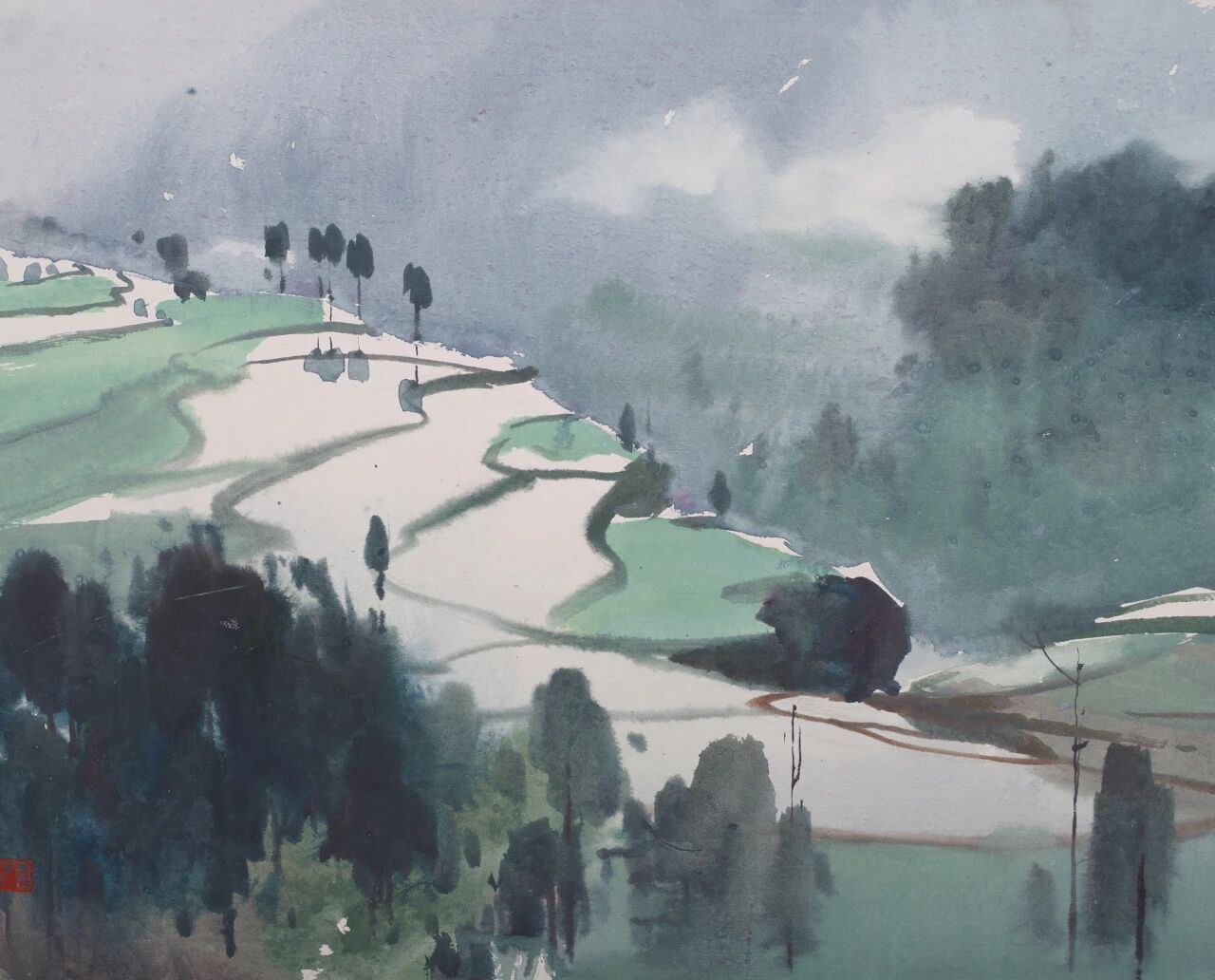 张英洪 《春尽绿莎迷蜀道》 水彩粉画 宁波美术馆藏.jpg